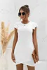 Abiti sexy urbani 2022 Summer Nuovo Slim Casual Slim Sexy Ruffled Shorve Cross Dress Abito bohémien T-shirt Skinny T240510