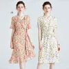 OC 413N61 Kvinnors plus -klänning 100% Mulberry Silk Högkvalitativ sommartryckt kjol 71