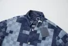 Top Fashion Classic Checkerboard Denim Coat Two-Piece New Pineapple Small Label Jacquard Logo imprimé complet chemise à manches courtes