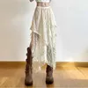 Jupes en dentelle jupe asymétrique Femmes vintage y2k boho esthétique mode hauteur