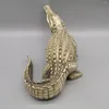 Figurines décoratines Crocodile Statue Metal Animal Sculpture Modèle de simulation Home Decoration Copper Crafts Office Bureau