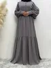 Vêtements ethniques Femmes musulmans du Moyen-Orient ABAYA LOBE STYLE CHIFFON LONGE Couleur solide Vêtements islamiques Dubaï Turquie Bouton A-Line T240510