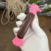 Pink Donut Italien Messer poliert 440c Blade Single Action Rosenholz Zinklegierung Griff Pocket Mafia Messer Taktisches Überlebenswerkzeug