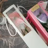 Flower Bag Ribbon Gift Box Window Transparent Single Stem Bag for Mother's Day Bouquets Valentine's Day Handheld Bag j08