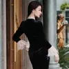 Lässige Kleider Simeizi Hanfu modernes Cheongsam -Kleid für Frauenkleidung 2024 Winter Schwarzer chinesischer traditioneller Samt Vintage Slim Qipao