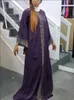 Etniska kläder Elegant och fashionabla lila afrikansk klänning Flare Slave Diamond Islamiska kläder Abaya Muslim Robe Long Dress Party Dress Vestidos T240510