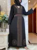 Etniska kläder Nya afrikanska hösten Abaya för kvinnor Dubai Islamiska klänning svarta diamanter Långt Slve Arab Muslim Evening Dress Party Clothing T240510