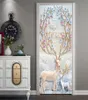 ヨーロッパの鹿のドアステッカーベッドルームワードローブワードローブドアの装飾壁画自己添付ドアデカールスモールアニマルステッカーアートP9933506