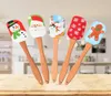 Cream Spatula Christmas Wooden Handle NonStick Kitchen Fondant Cake Silicone Cooking Scraper Kitchen Baking Tools Espatula6611850