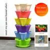 Vases 1 ensemble de 7pcs avec roue universelle Flowepot multicouche Empilement Cultivation Pot Vegetable Melon Frails Plante de fraises