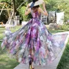 Urban Sexy Dresses 2023 New Floral Summer Slvels Suspender Maxi Dress for Women Sexig backless Beach Purple Boho Robe Femme Sundress Dress Photo T240510