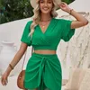 Ensembles de robes Pareo Femmes Beachwear Summer Female Shorts à manches courtes En dentelle Couvre de maillots de bain en polyester