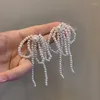 Boucles d'oreilles Stud Bowknot Pearls Pendant pour femmes Bows en perles de perles bijoux de mariage
