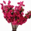 Kwiaty dekoracyjne 10pcs róża czerwona sztuczna bugainvillea kwiat łodygi 35 cali Faux Silk Spectabilis Blossom Tree Branch