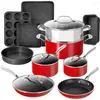 Ensembles d'ustensiles de cuisine 15 pots et casseroles PC réglemente la cuisine sans bâton ultra durable pour la cuisson avec revêtement antiadhésif