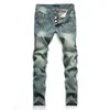 Jeans masculin denim Fashion Men de mode vieux pantalon régulier ajustement Straight Ripped Brand Pants Simple Plus Taille