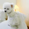 Hundkläder Petklänning med Bow Decoration Princess Traction Ring Charming Cat Wedding Costume för sommaren