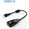 Cartes sonses Soundal USB Carte 7.1 Channel 3D O Adaptateur 3,5 mm Bélans de casque pour PC Bureau de bureau