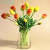 Fiori decorativi bouquet di tulipano rosso (20 pezzi/borsa) silicone tocco reale di alta qualità Calla decorazione per casa regalo artificiale fiore di nozze-