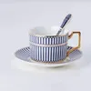 Style britannique luxe marocain tasse à café de soucoupe cuillère en céramique tasse en porcelaine simple de thé simples de cuisine 240429