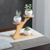 Keukenopslag 1 pk Bamboo Tray 3-Layers Flowerpot Holder Planten Stand Home Decoratie Tuinieren Leverancent Bonsai Organisator