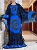 Etniska kläder Nya Dubai muslimska bomullsklänning kvinnor lös maxi mantel blommor diamanter femme musulmane afrikansk tryck blommig abaya med stor halsduk t240510