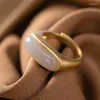Кластерные кольца естественно пурпурное нефритовое длинное овальное открытие регулируемое кольцо китайское ретро -богемное элегантное серебряные украшения