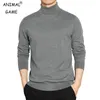 Мужские свитера Свитера Sweearturtleneck Свитер мужски пуловер. Основная сплошная высокая шея мужчина из черно -серого в трикотаж