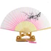 Figurines décoratives femmes filles pliage ventilateur vintage chinoiserie petit accessoire de vêtements chinois antique accessoires de fans de bambou cadeau