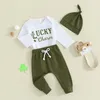 Set di abbigliamento nato baby boy St Patricks Day Outfit Charming Grent Green Pants Cants Cappello Vestiti invernali