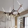 Nordic Herringbone LED Chandelier Lighting Black Golden Metal Ceiling Pendant Hanging Lamp for Living Dining Room Bedroom G9