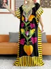 Etnik Giyim En Yeni Müslüman Partisi Elbise Kadınlar İçin Eşarplı Gevşek Dshiki Maxi Robe Femme Musulmane Afrika Sequnise Baskılı Çiçek Abaya T240510