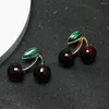 Brooches Fashion Cherry For Women Green Leave Enamel Lapel Pins Clothing Button Friend Gifts