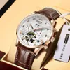 Polshorloges kinyued heren tourbillon automatisch horloge luxe modemerk lederen mechanische horloges zakelijke klok relojes hombre j012 2068