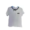 Frauen T-Shirt Designer Trendy Brand-Paillettenband Ribbon T-Shirt für Frauen im Frühjahr 2024, weiße Buchstaben, einfache und vielseitige, angemessene Kurzarm halbe WND0