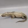 Figurines décoratines Crocodile Statue Metal Animal Sculpture Modèle de simulation Home Decoration Copper Crafts Office Bureau