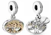 925 STERLING Silver Charm Charme original Gold Family Roots Roots Two-Tone Verket Tree of Life Perles de pension