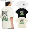 T-shirts de créateurs haut de gamme Rhude pour 24 nouvelles cartes vertes de nouvelle rue High Street imprimées pur coton pur tshirt à manches courtes pour hommes et femmes avec 1: 1 original