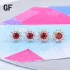 Boucles d'oreilles à goujons Natural Garnet Sunflower Round Forme Real 925 SERVIL SIRGLE ROUGE BILLET DE CHEME