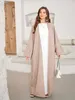 Ethnische Kleidung Monde Stickerei Batwing Slve Offen Kimono Abaya Bescheidener Dubai marokkanische Frauen Kaftan Jalabiyat Turkish African Islamic Clothing T240510