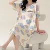 Sleepwear feminino 1pc Spring Summer Nightgown Home Wear Sleep Night Dress Cotton Nightie Cartoon fofo IE