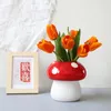 Wazony Kreatywny grzyb wazon ceramiczny nordycki ręcznie robiony aranżacja kruszenia ornamentu rzemieślnicze dekoracja biura domowego 2024