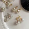 Luxury Crystal Pearl Earring Designer 925 Sterling Silver Woman 8mm 10mm 12mm 14mm White 18K Gold Geometric Round Earring Wedding Party Gifts Brincos