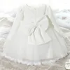 Kız elbise bebek elbise doğumlu kıyafetler balo prenses 1 yıl doğum günü kıyafeti 6 ay vaftiz vaftiz beyaz