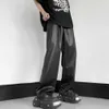 Pantalon masculin pantalon imperméable en faux cuir pantalon pour hommes en cuir fausse pantalon avec des jambes larges et la taille élastique pour le hip-hop adapté à la respirabilité des hommes2405