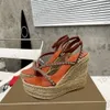 Designer Wedge Sandals Espadrille Heel Sheels Women Summer Platform Beach schoenen feest met doos 564