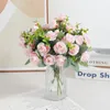 Decorative Flowers Rose Artificial Bouquet Eucalyptus Fake Flower Home Room Table Bedroom Decor Garden Wedding Marriage Decoration Outdoor