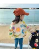 Spring and Automn Childrens Cotton Cute Flower Sports Shirt Baby Girl Zipper Jumping Childrens Vêtements Sports Sports Top 1-12 ans 240506