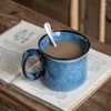 Tazze in ceramica vintage ceramica caffettiera americana cambio glassa imitazione a acqua smaltata tazza di grande capacità familiare