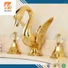 Golpes de lavabo de baño Compras en línea Venta de vender 3 hoyos Gold de oro Camisco chapado